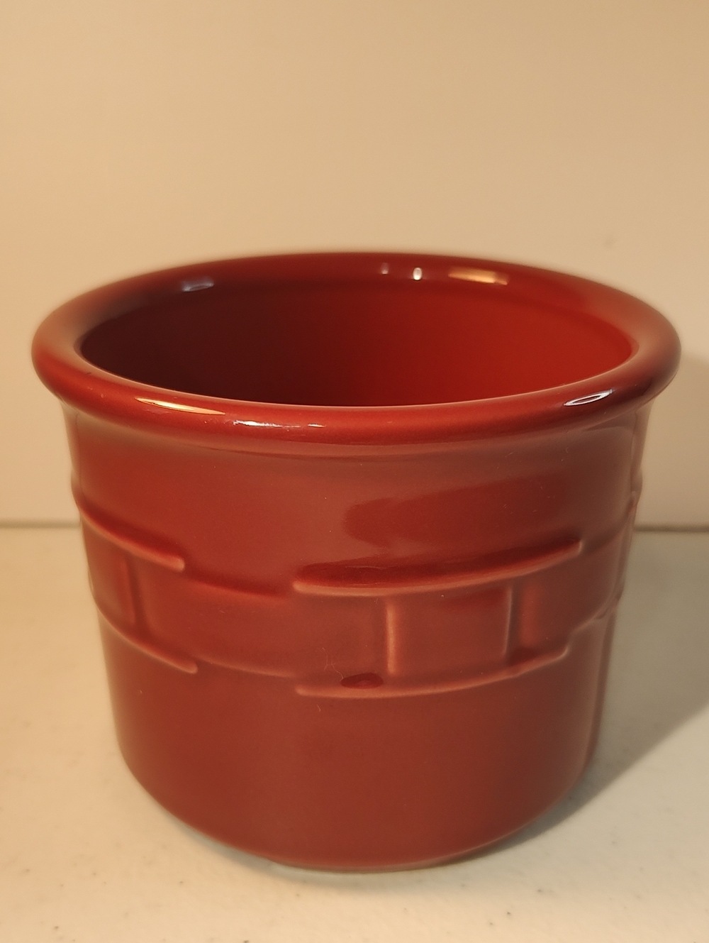 Longaberger Pottery Paprika/Red Crock Made In The USA Kitchen Tool Holder
